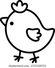 Vector chick line icon. Farm bird clipart isolated on white background. Spring or Easter baby chick black and white illustration. Cute domestic animal coloring page
