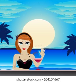 Vector chick on a sea bar