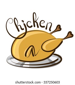 vector chicken with calligraphic inscription and aroma