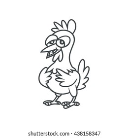 Vector Chicken Cartoon outline illustration for Coloring Book