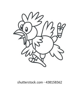 Vector Chicken Cartoon outline illustration for Coloring Book