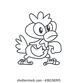 Vector Chicken Cartoon outline illustration for Coloring Book