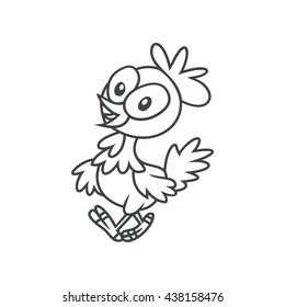 Vector Chicken Cartoon outline illustration for Coloring Book