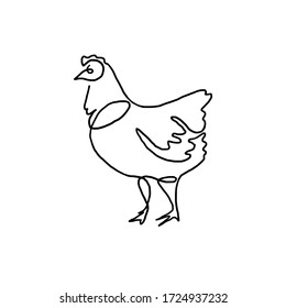 Vector Chicken Continuous One Line Drawing 