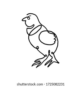 Vector Chicken Continuous One Line Drawing