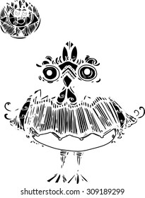 the vector of chicken create in line art