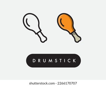 Icono aislado del vector de barras de tambor de pollo