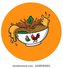 vector chicken feet noodles, design for logos, banners and other. Indonesian street food 