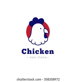 Vector chicken head logo. Brand sign