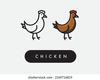 Vector chicken hen isolated icon illustration