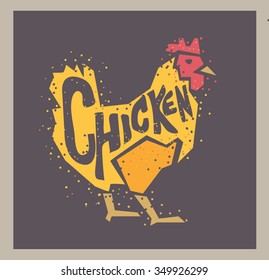 vector chicken illustration with typography