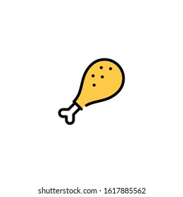 Vector chicken leg icon template. Line street fast food symbol illustration. Fried or grilled thigh logo background. Simple concept for picnic, bbq, cafe, stall
