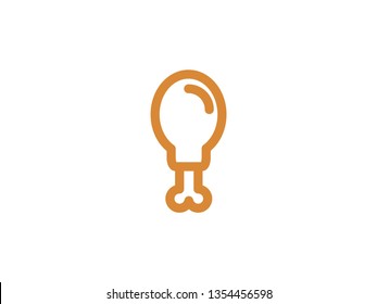 vector chicken leg icons line color on white - Vector