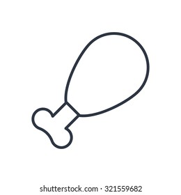 Vector chicken leg outline icon. Food symbol 