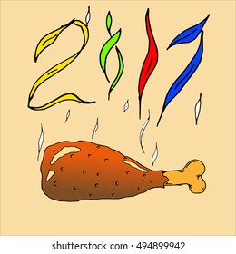 vector of chicken leg/New Year 2017/fried chicken