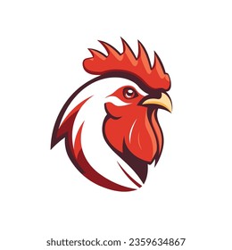 Vector chicken logo for your business,in red and black colour, transparent background, printable, suitable for laser engraving