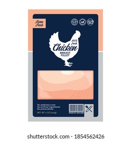 Embalaje de carne de pollo vectorial o diseño de etiquetas. Silhouette Hen. Elementos de diseño de la carnicería o de la avicultura