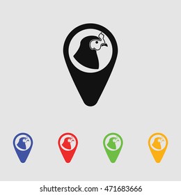 vector chicken pointer silhouette, icon