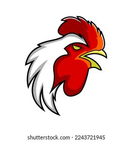 Vector chicken rooster head mascot logo design template