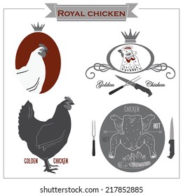 Vector chicken set illustration.