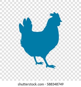 vector chicken silhouette. Vector. Cerulean icon on transparent background.