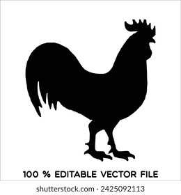 vector chicken silhouette isolated on white background