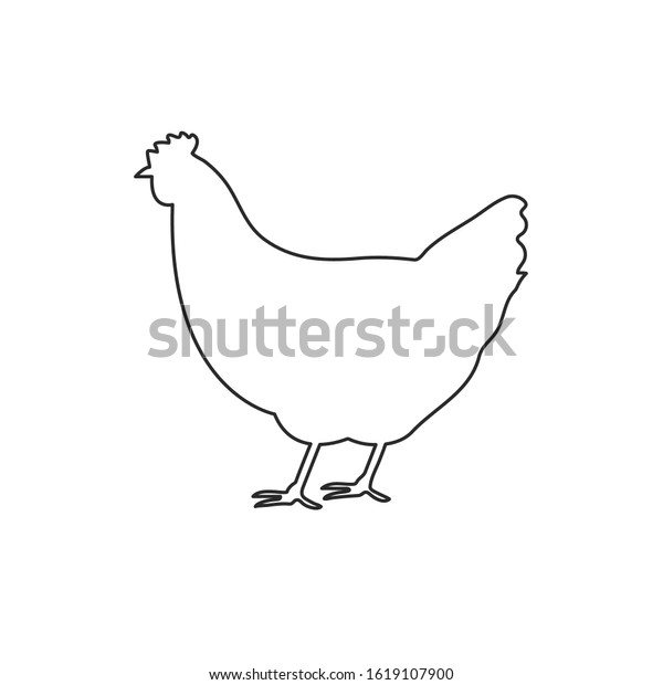 Vector Chicken Silhouette Isolated On White Stock Vector Royalty Free 1619107900 