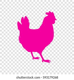 vector chicken silhouette. Vector. Magenta icon on transparent background.