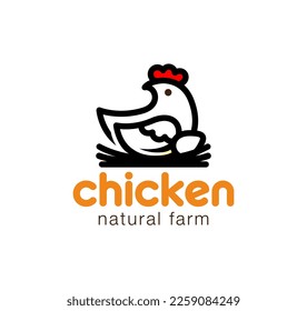 vector chicken sitting on nest logo linear vector icon