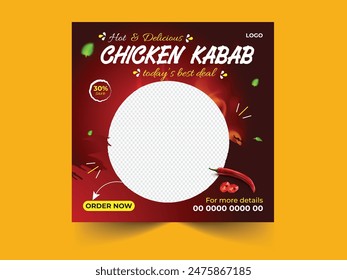 "Vector Chicken Social Media Post: Delicious, Vibrant Design Ideal for Captivating Food Enthusiasts."