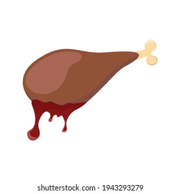vector of chicken thigh with sauce dip