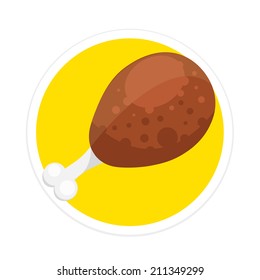 Vector Chicken Turkey Leg Round Icon