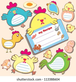 vector chickens hens menu label tag