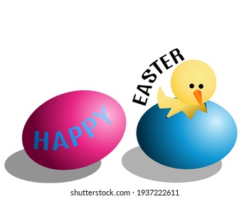 Vector of chicks just hatched happy easter day