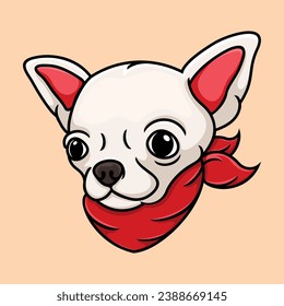 vector of a chihuahua dog wearing a red bandana.