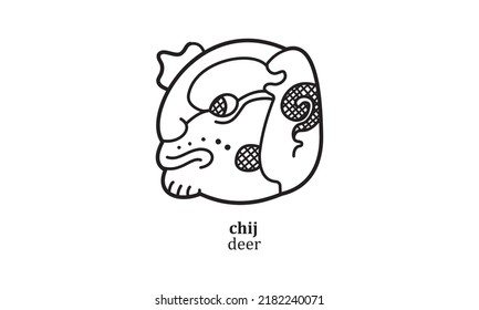 vector chij (deer) mayan symbol hieroglyphic illustration icon