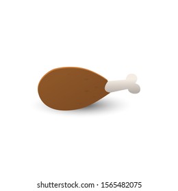 Vector chiken leg in flat style isolated on a white background.