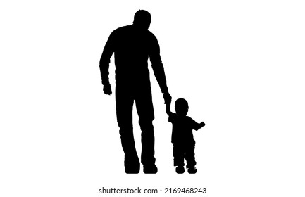 Vector child and father image shadow