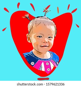 Vector of child girl is smiling.