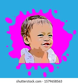 Vector of child girl is smiling.