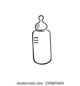 Vector child pacifier bottle with water, food or mixture 