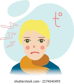 A vector of a child patient with fever and flu