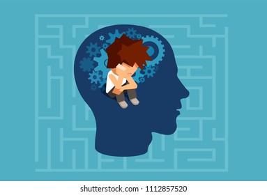 Vector Of A Child Subconscious Mind Of An Adult Man Concept