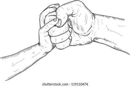 vectorial - mano del niño o de la mujer para prevenir la violencia masculina, aislada en segundo plano