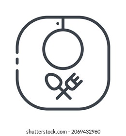Vector childhood line icon isolated on transparent background. Baby bib sign