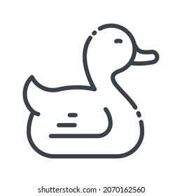 Vector childhood line icon isolated on transparent background. Bath duckling sign