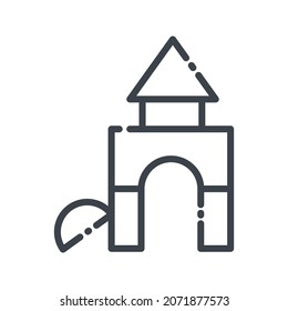 Vector childhood line icon isolated on transparent background. Construction set toy sign