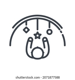 Vector childhood line icon isolated on transparent background. Play mat sign