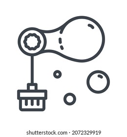 Vector childhood line icon isolated on transparent background. Bubble blowing activity sign
