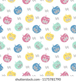 Vector childish drawing of halloween creature pastel multicolor seamless pattern for baby fashion print and wrapping. New popular style background funny monster.